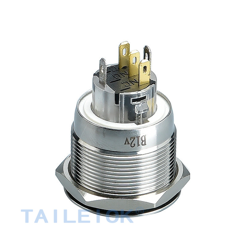 25mm Push Button Switch DPST Metal Industrial Ring/Power/Single Point Led Light Momentary/Latching For Boat Car Switch