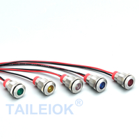 TAILEIOK 6mm Mini Metal Indicator Light Flat Head Waterproof Pilot Lamp 12v Mini Led Indicator Lights Led Panel Light