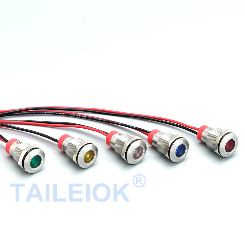 TAILEIOK 10mm Led Panel Mount Indicator Lights Red Green Blue 12v Signal Lamp
